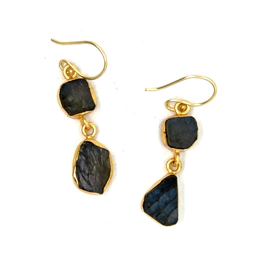 Annabelle Raw Stone 2 Tier Hook Earrings [Best Seller]