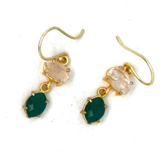 Mira Raw Stone 2 Tier Hook Earrings [Best Seller]