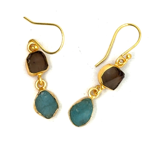 Aranza Raw Stone 2 Tier Hook Earrings [Best Seller]