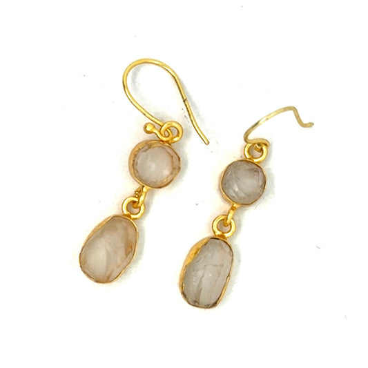 Marina Raw Stone 2 Tier Hook Earrings [Best Seller]