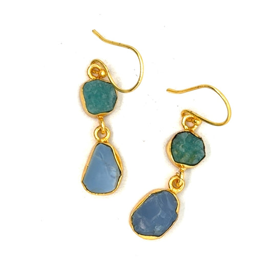 Ariyah Raw Stone 2 Tier Hook Earrings [Best Seller]
