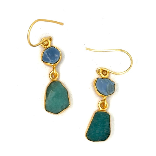 Anahi Raw Stone 2 Tier Hook Earrings [Best Seller]