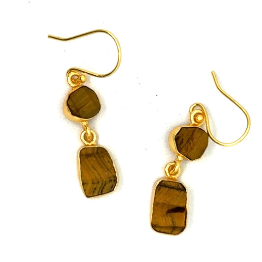 Analia Raw Stone 2 Tier Hook Earrings [Best Seller]