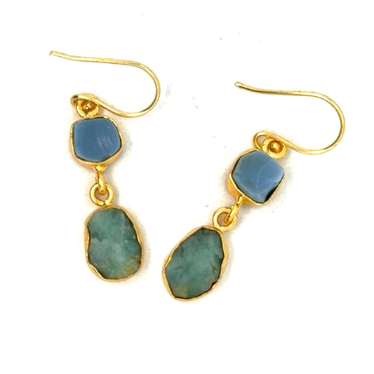 Adria Raw Stone 2 Tier Hook Earrings [Best Seller]