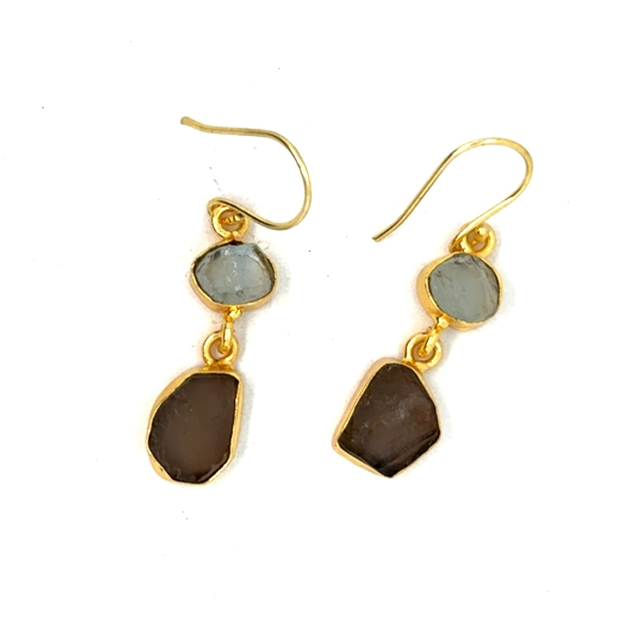 Leanna Raw Stone 2 Tier Hook Earrings [Best Seller]