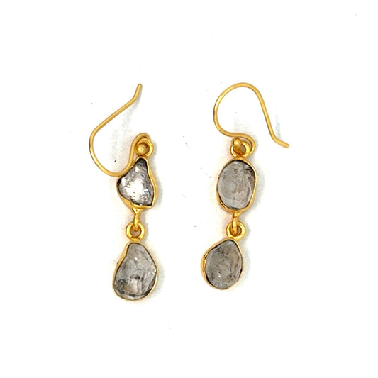 Halston Raw Stone 2 Tier Hook Earrings [Best Seller]