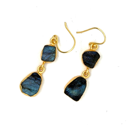 Yvette Raw Stone 2 Tier Hook Earrings [Best Seller]