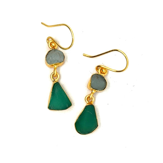 Kassandra Raw Stone 2 Tier Hook Earrings [Best Seller]