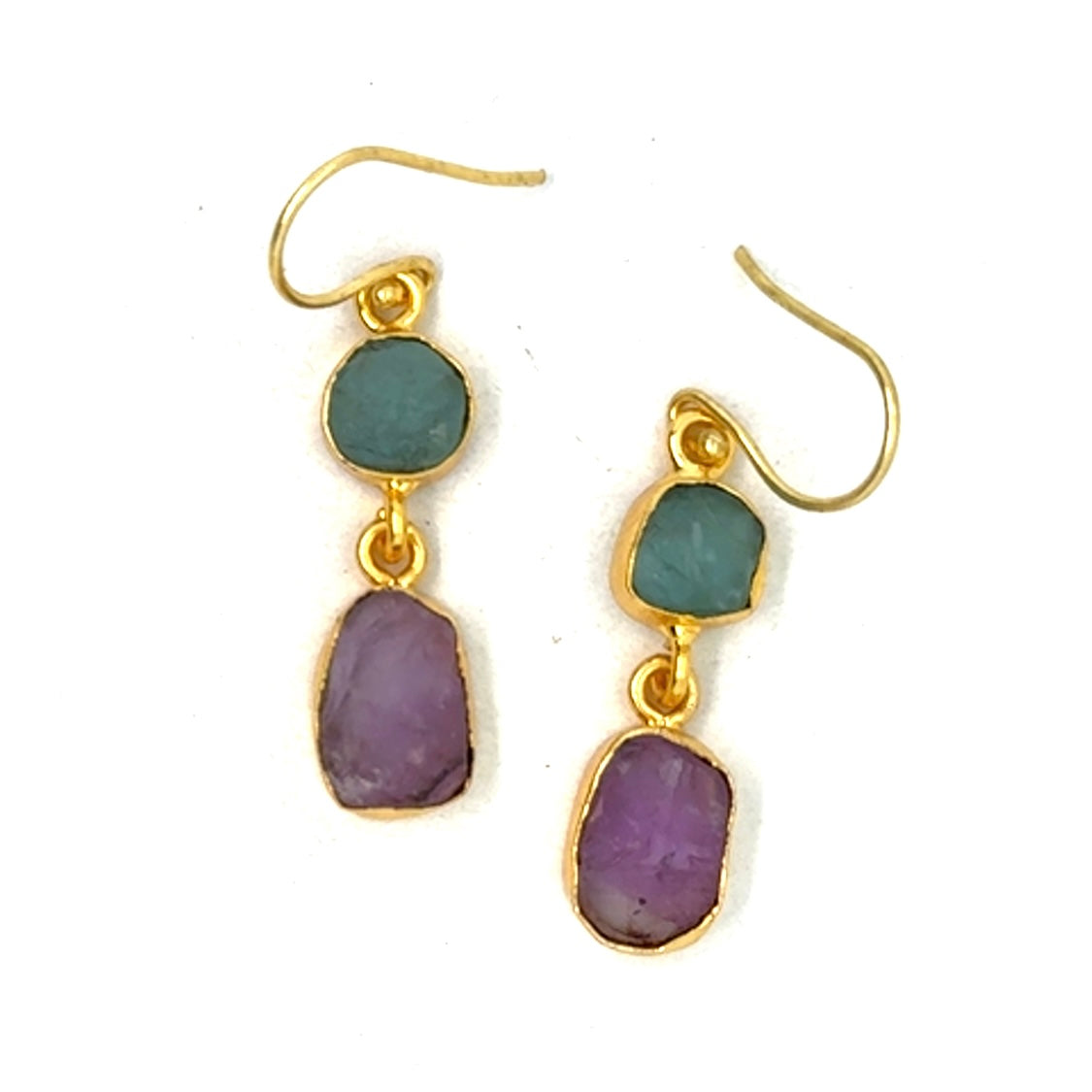 Dahlia Raw Stone 2 Tier Hook Earrings [Best Seller]