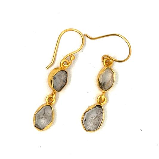 Julianna Raw Stone 2 Tier Hook Earrings [Best Seller]