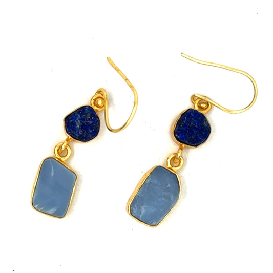 Romina Raw Stone 2 Tier Hook Earrings [Best Seller]