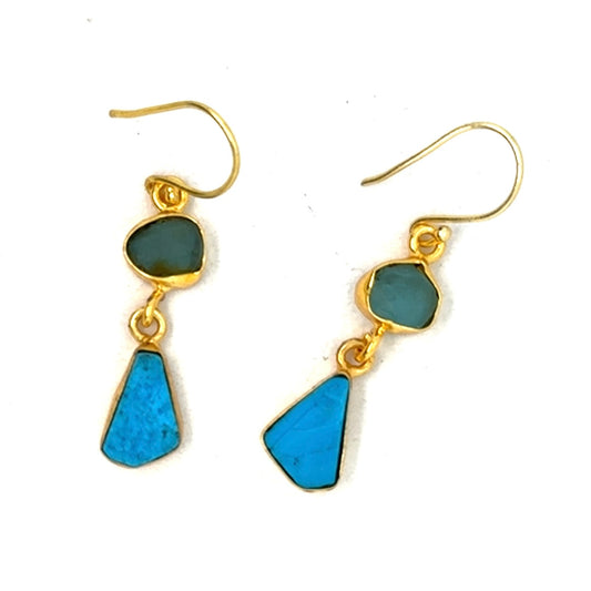Baylee Raw Stone 2 Tier Hook Earrings [Best Seller]