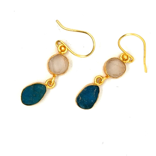 Nola Raw Stone 2 Tier Hook Earrings [Best Seller]