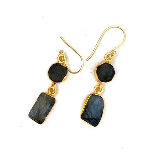 Tabitha Raw Stone 2 Tier Hook Earrings [Best Seller]
