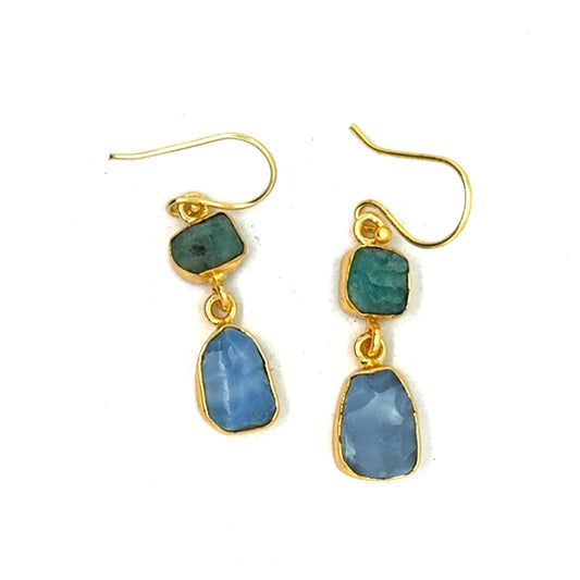 Avree Raw Stone 2 Tier Hook Earrings [Best Seller]