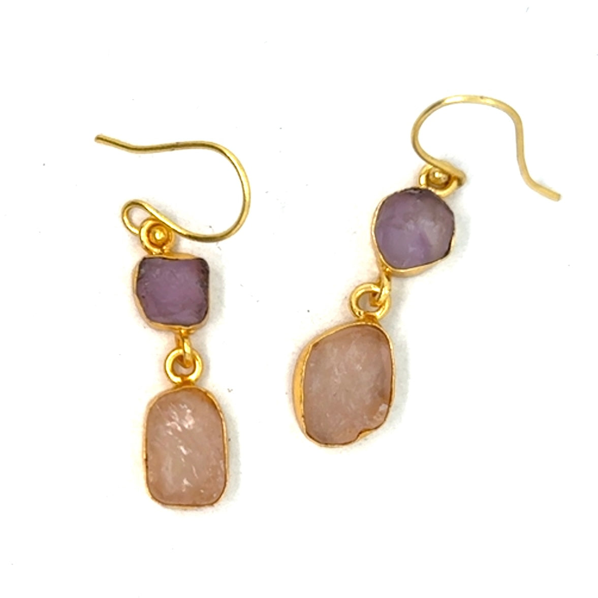 Anais Raw Stone 2 Tier Hook Earrings [Best Seller]