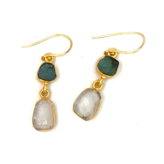 Bridget Raw Stone 2 Tier Hook Earrings [Best Seller]