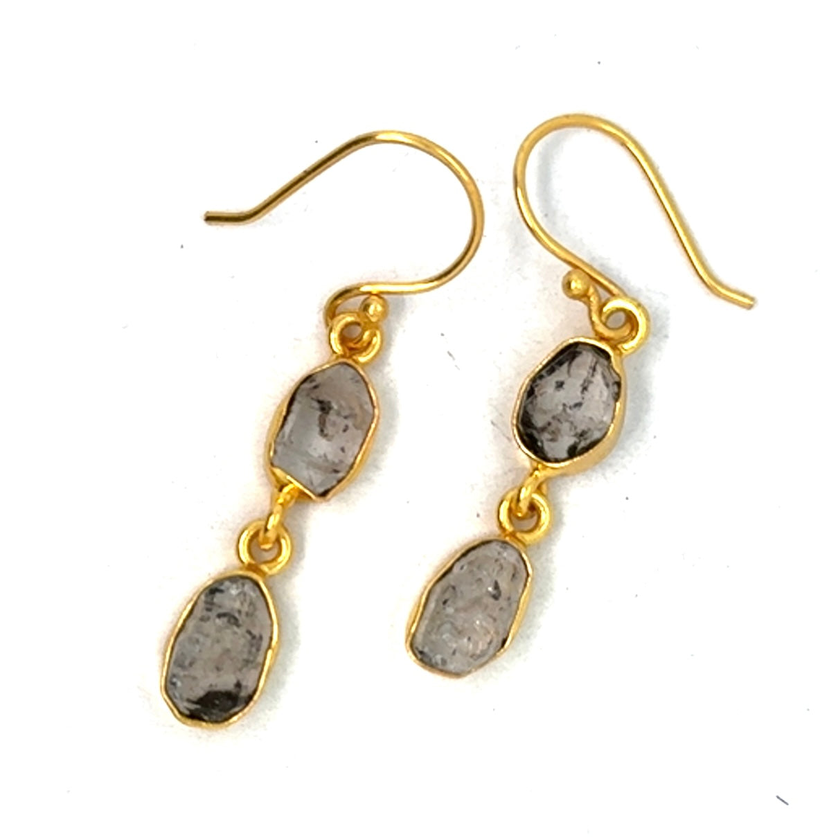 Laurel Raw Stone 2 Tier Hook Earrings [Best Seller]