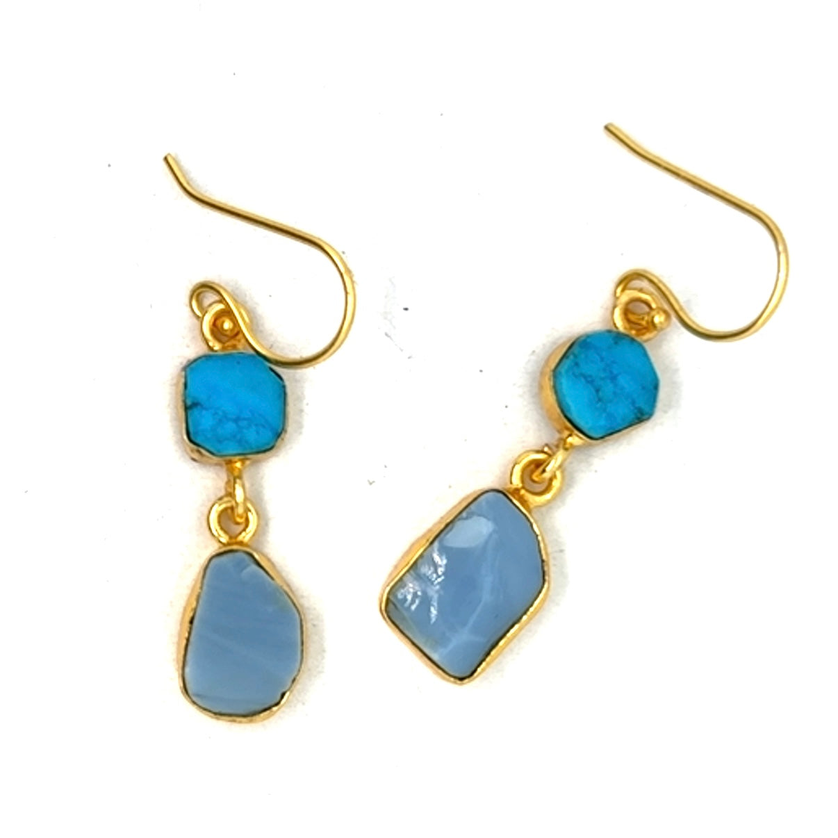Dawn Raw Stone 2 Tier Hook Earrings [Best Seller]