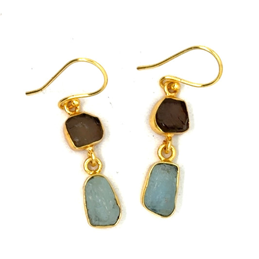 Aviana Raw Stone 2 Tier Hook Earrings [Best Seller]