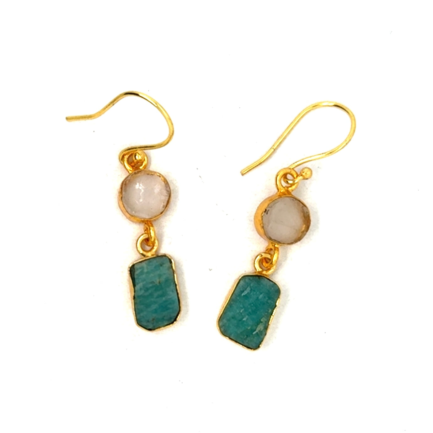 Doreen Raw Stone 2 Tier Hook Earrings [Best Seller]