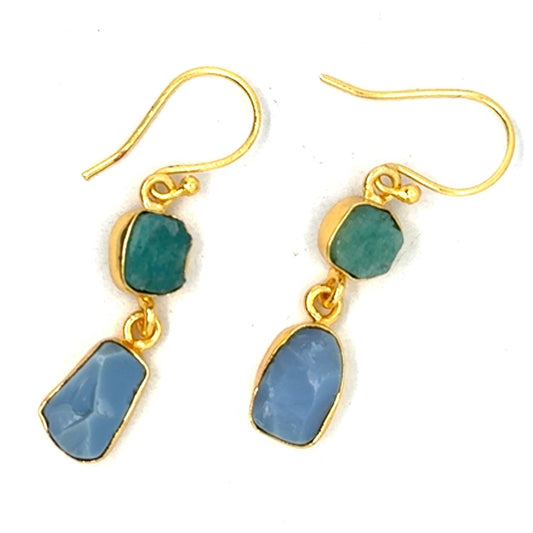 Paloma Raw Stone 2 Tier Hook Earrings [Best Seller]