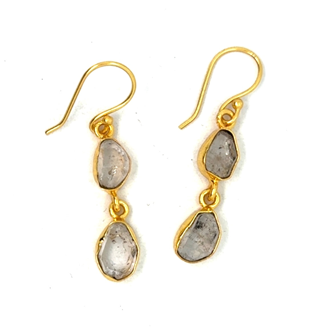 Hope Raw Stone 2 Tier Hook Earrings [Best Seller]