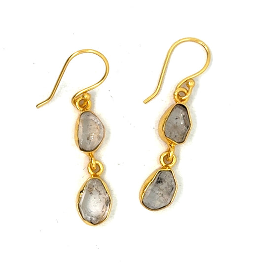 Hope Raw Stone 2 Tier Hook Earrings [Best Seller]