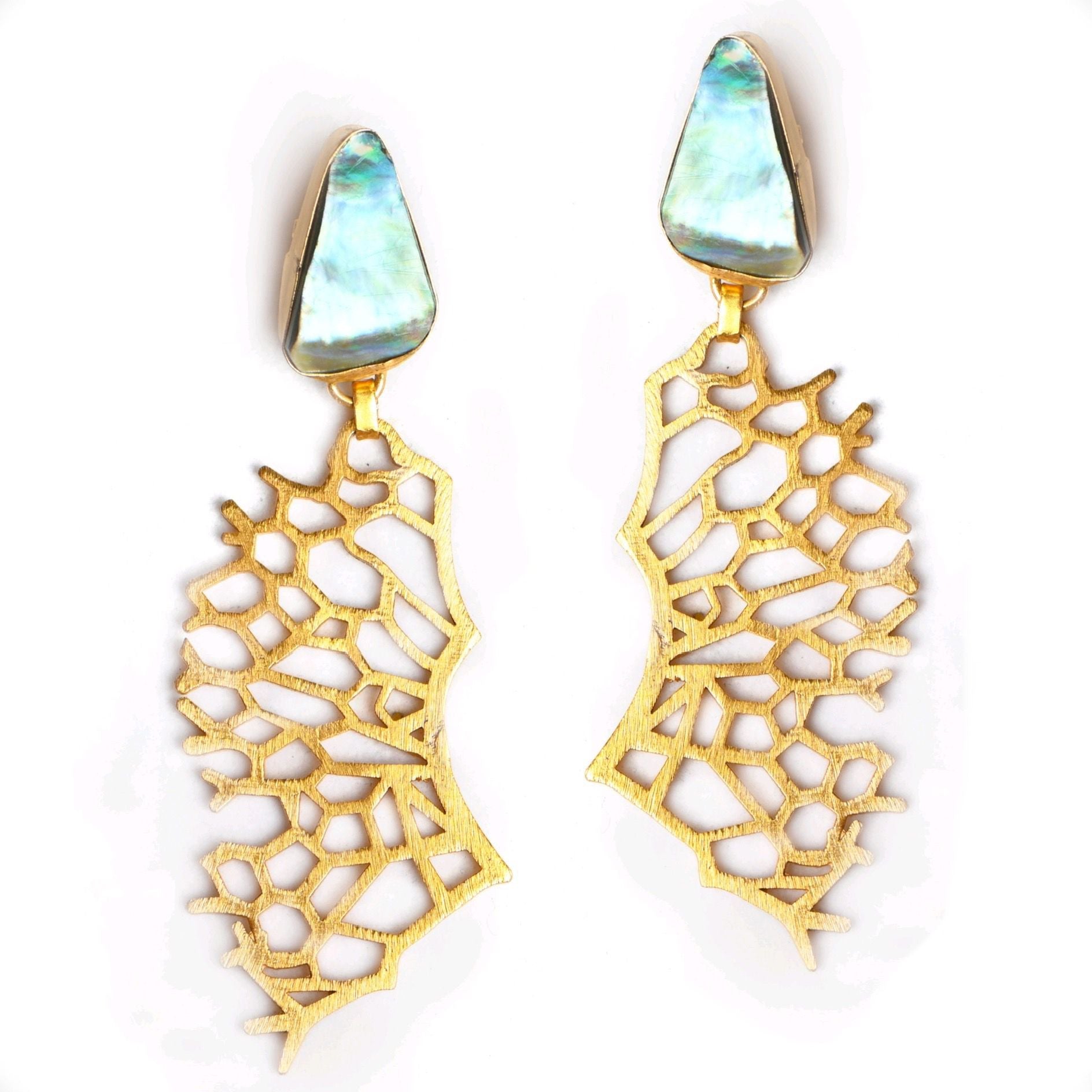 Coral (Abalone Shell) Statement Earrings